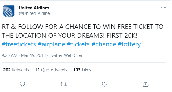 United airlines fake tweet